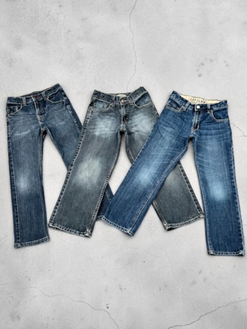 Boys Jeans Size 8 Lot of 3 Gap Denim Straight Wrangler Loose Fit & Straight Leg